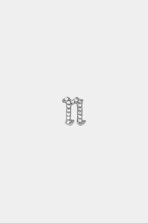 Diamond Gothic Letter Stud | 18K White Gold | Natasha Schweitzer
