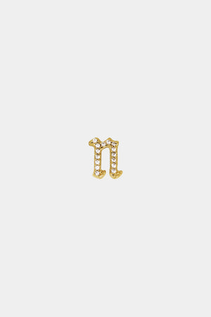 Diamond Gothic Letter Stud | 18K Yellow Gold | Natasha Schweitzer