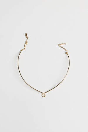 Omega Loop Necklace with Gothic Letter | 9K White Gold | Natasha Schweitzer