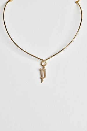 Omega Loop Necklace with Large Gothic Letter | 9K Yellow Gold | Natasha Schweitzer