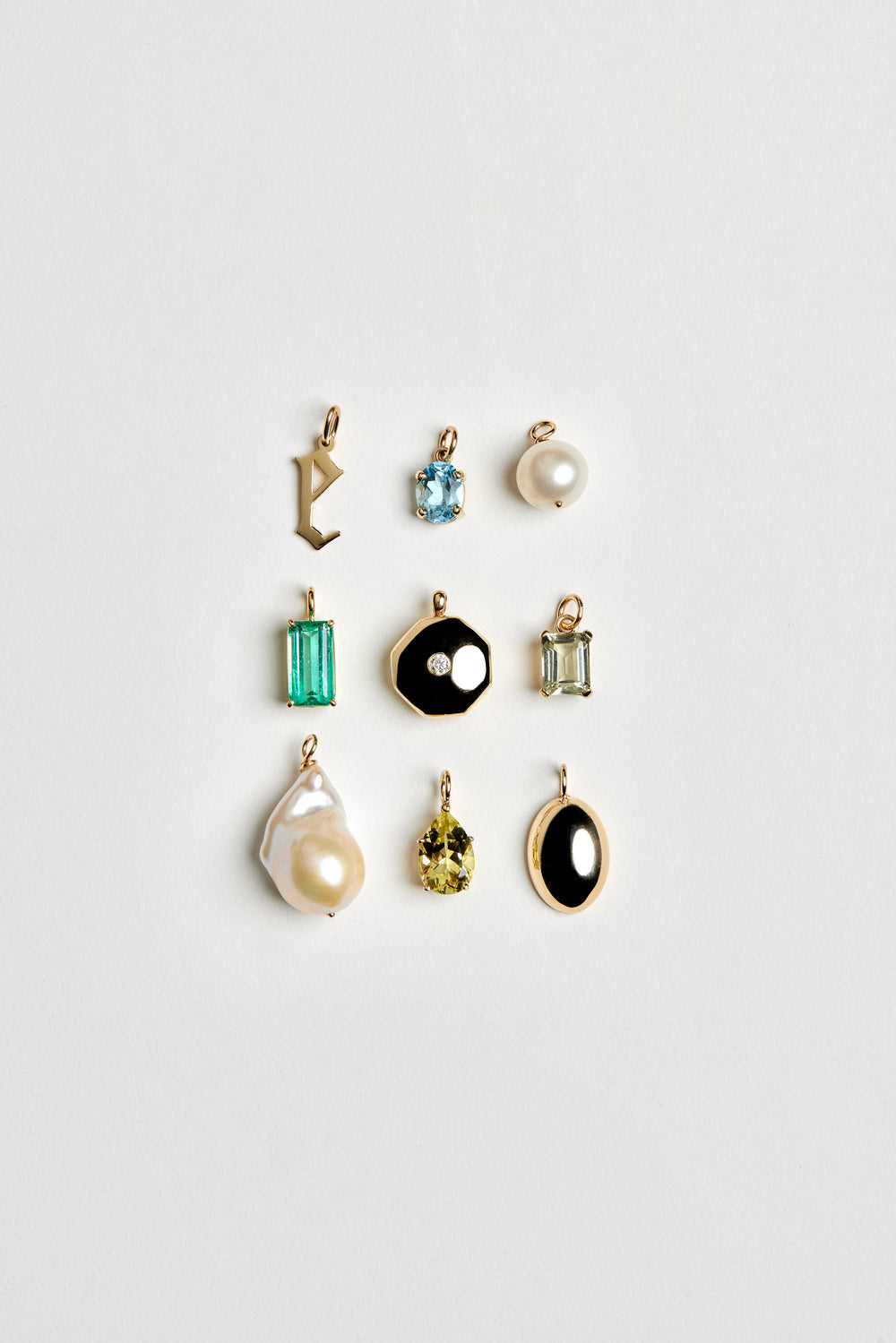 Omega Loop Necklace with Gothic Letter | 9K White Gold| Natasha Schweitzer
