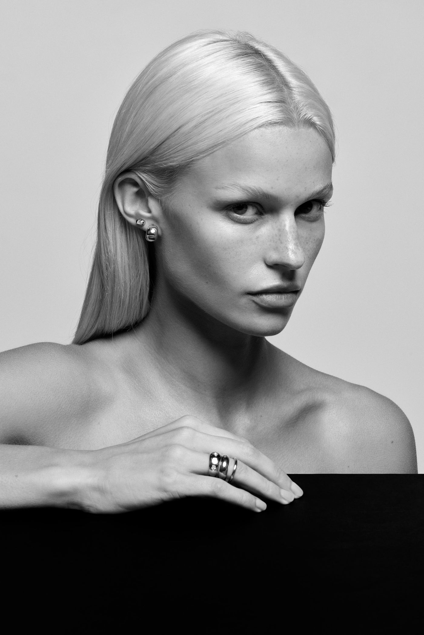 Medium Blob Hoops | Silver or 9K White Gold