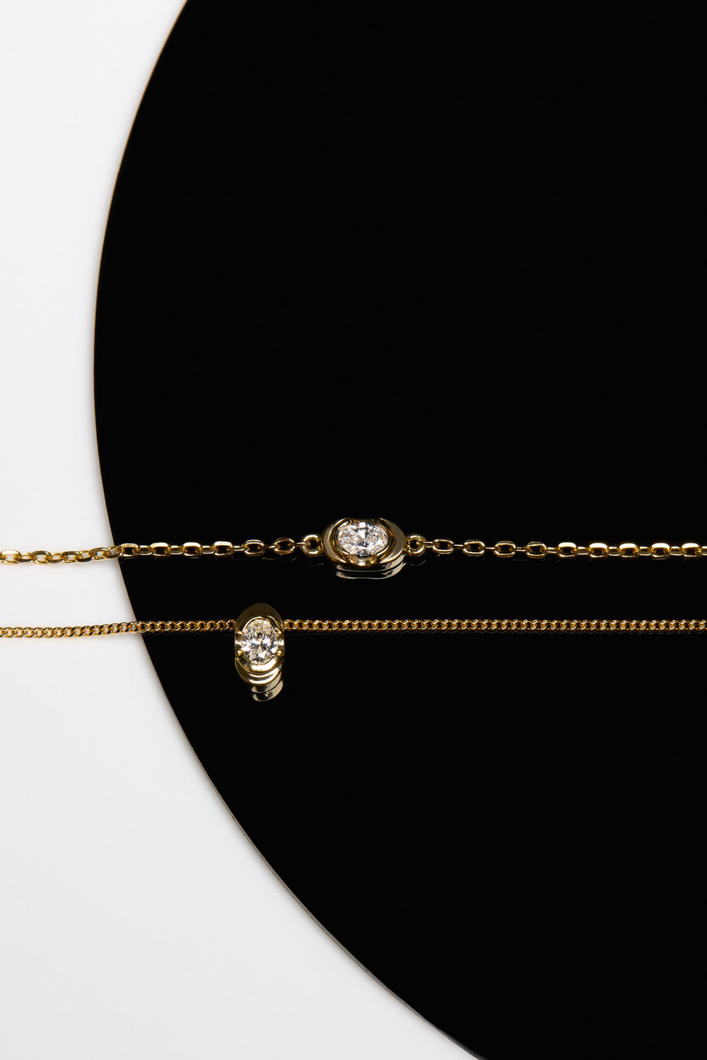 Mini Oval Diamond Necklace | 9K Yellow or Rose Gold, More Options Available| Natasha Schweitzer