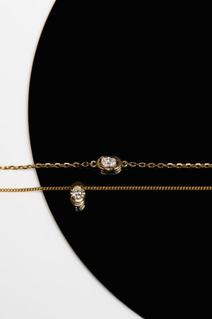 Mini Oval Diamond Necklace | Yellow Gold | Natasha Schweitzer