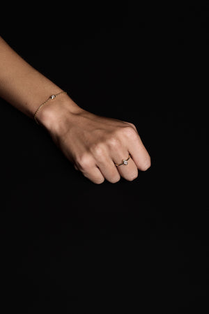 Mini Oval Diamond Ring | 9K Yellow Gold | Natasha Schweitzer