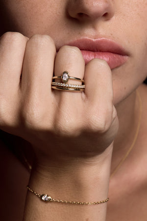 Mini Oval Diamond Ring | 9K Yellow Gold | Natasha Schweitzer