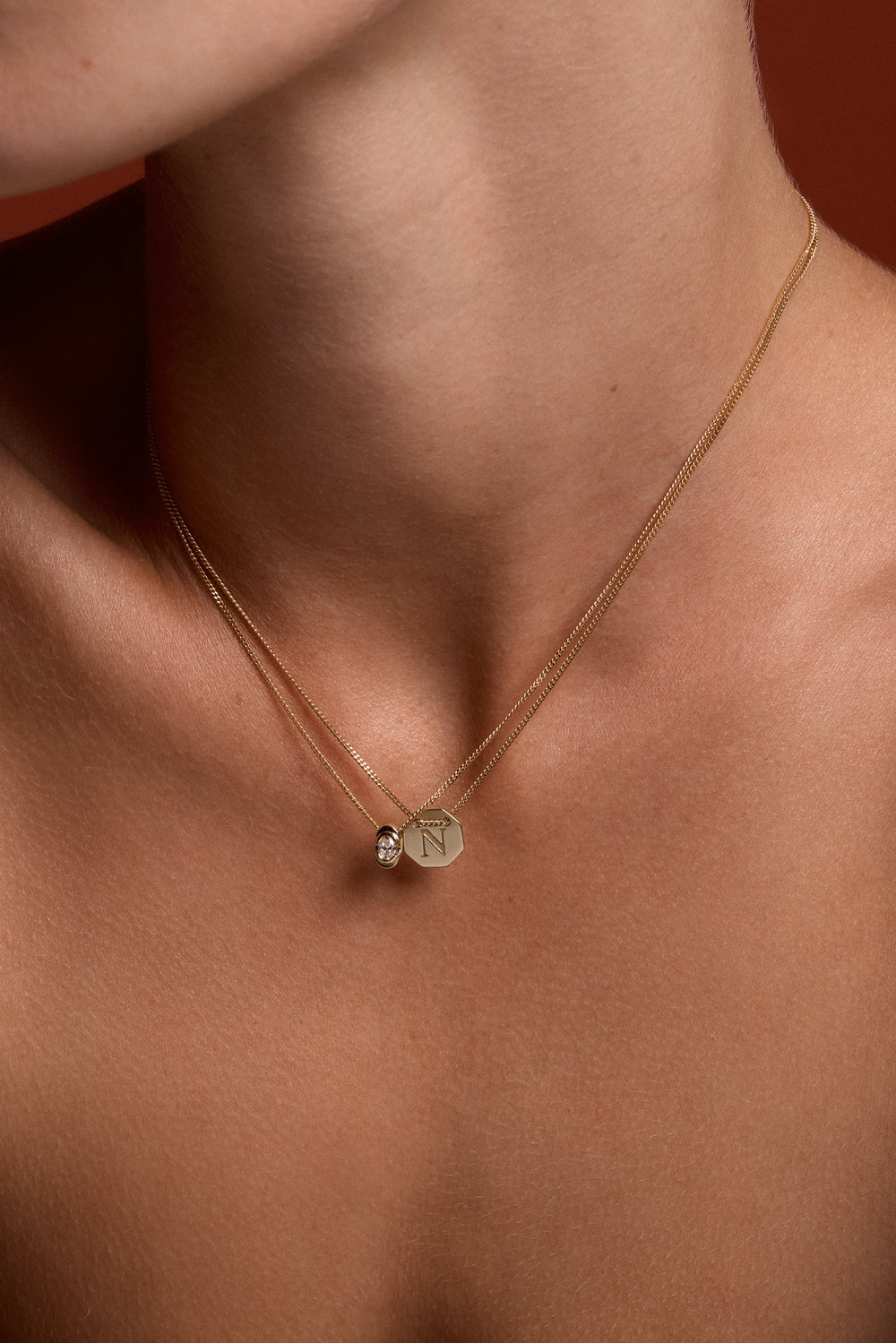 Mini Oval Diamond Necklace | Yellow Gold| Natasha Schweitzer