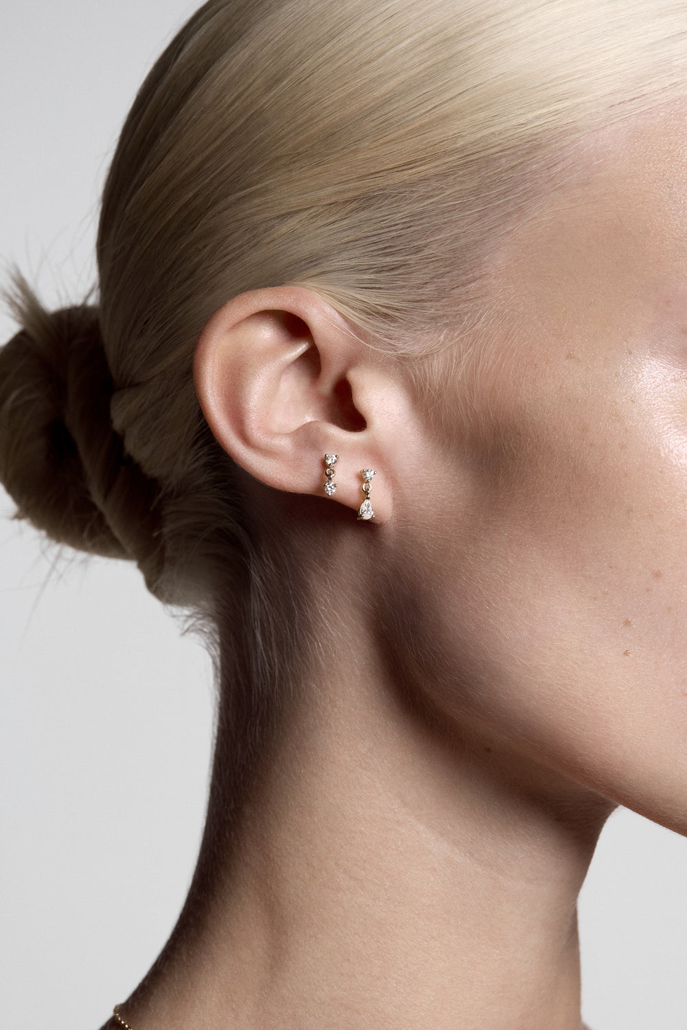 Ilona Round And Pear Diamond Studs | 18K White Gold| Natasha Schweitzer