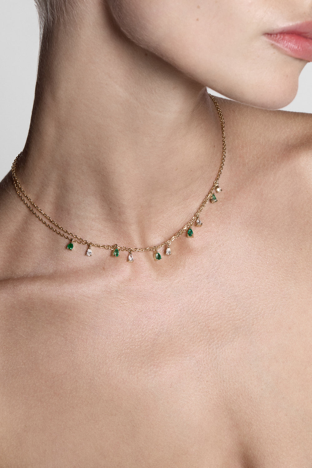 Ilona Pear Emerald Necklace | 18K White Gold| Natasha Schweitzer