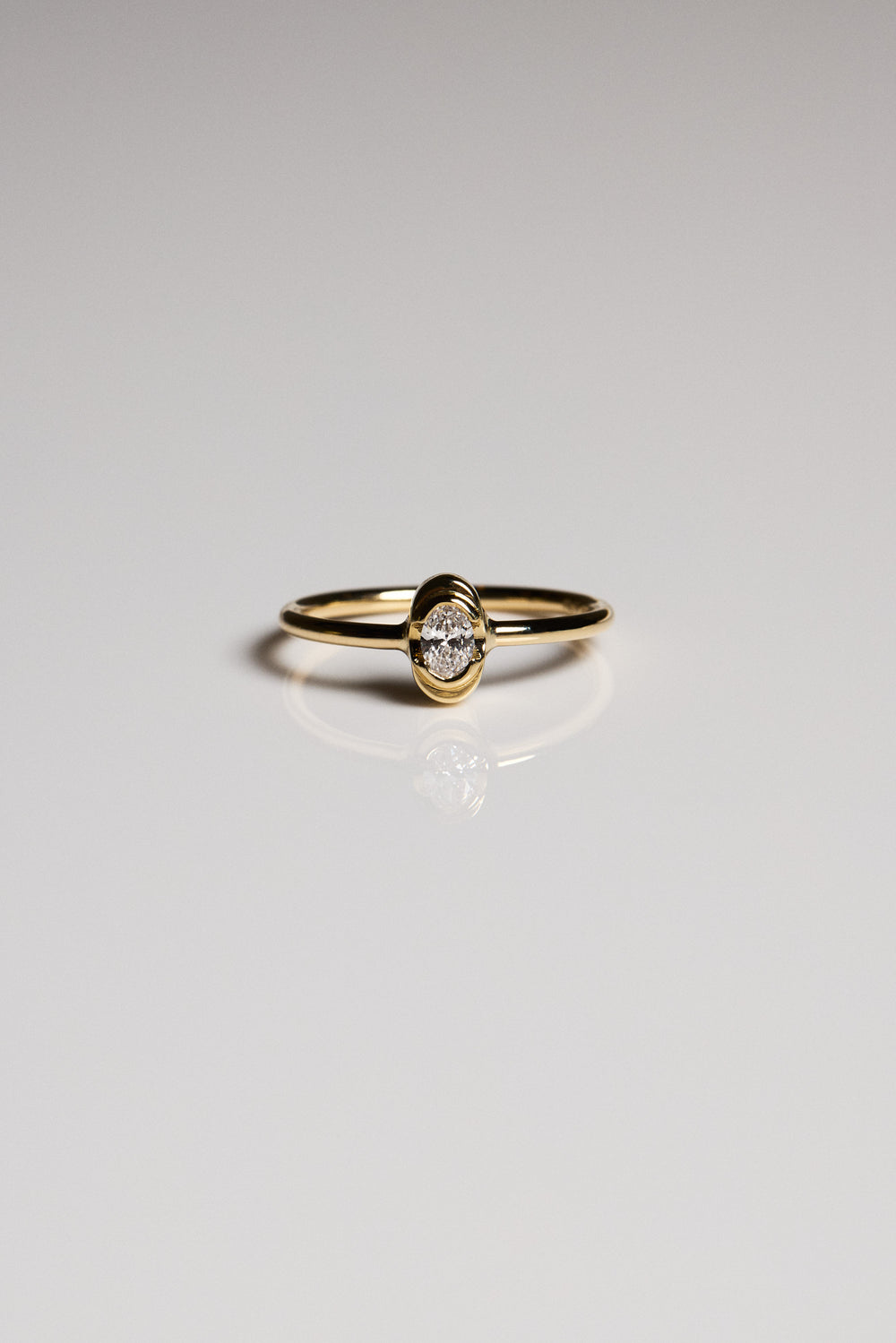 Mini Oval Diamond Ring | 9K White Gold| Natasha Schweitzer