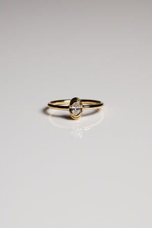 Mini Oval Diamond Ring | 9K White Gold | Natasha Schweitzer
