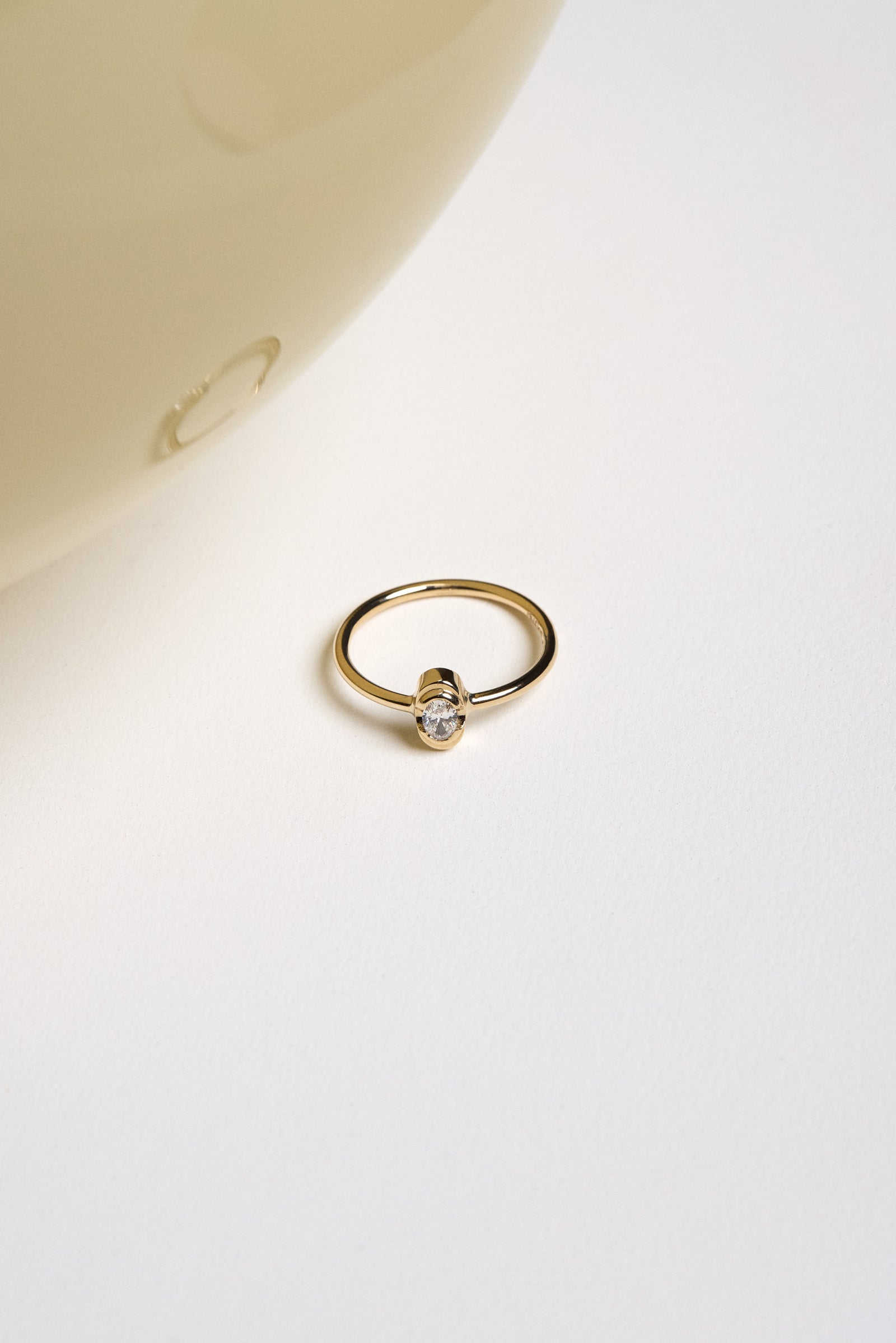 Mini Oval Diamond Ring | 9K Yellow Gold| Natasha Schweitzer