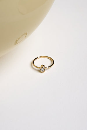 Mini Oval Diamond Ring | 9K Yellow Gold | Natasha Schweitzer