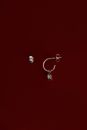 Mini Oval Diamond Studs | 18K White Gold | Natasha Schweitzer