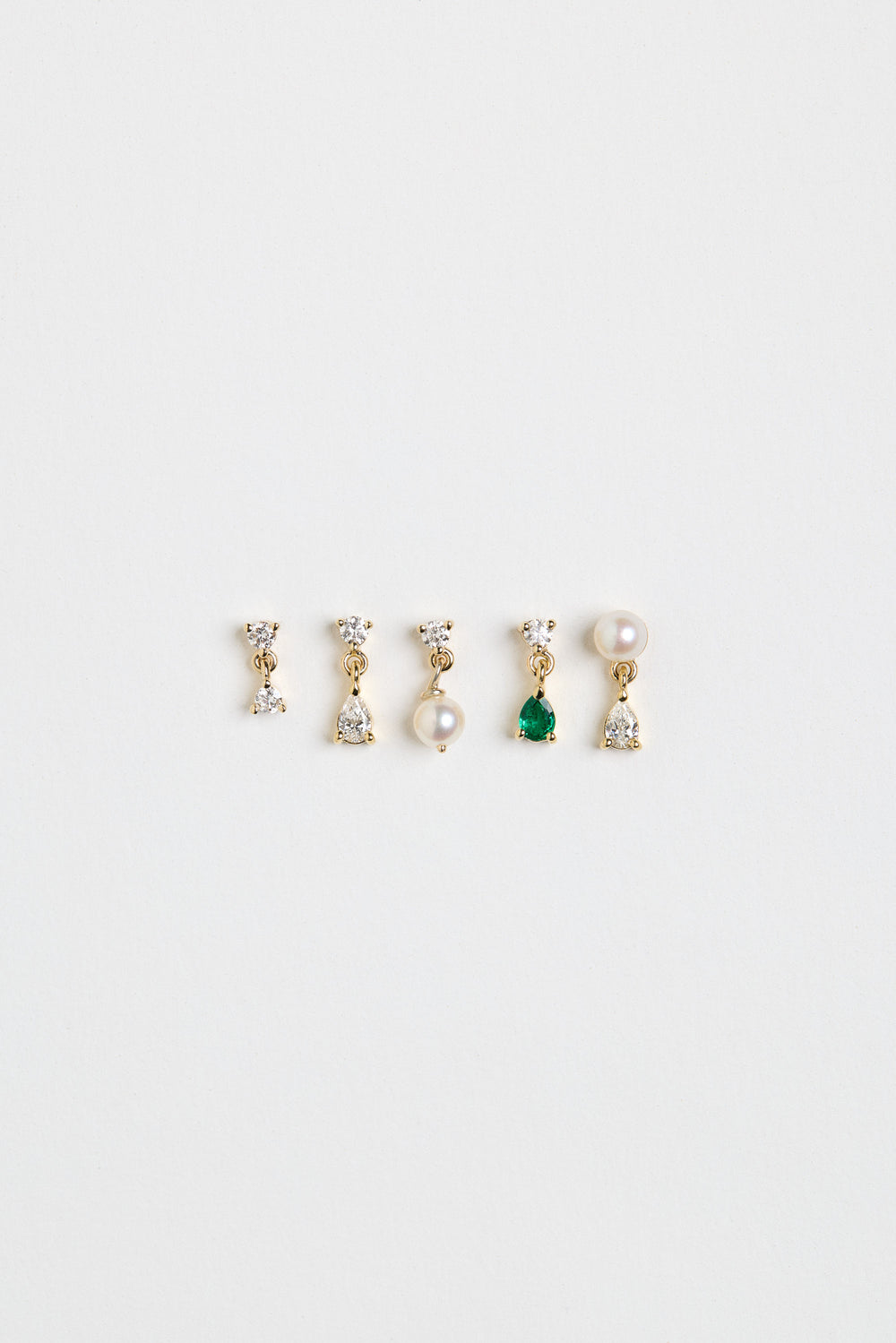 Ilona Round And Pear Diamond Studs | 18K White Gold| Natasha Schweitzer