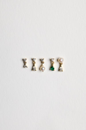 Ilona Round Diamond And Pear Emerald Studs | 18K Yellow Gold | Natasha Schweitzer
