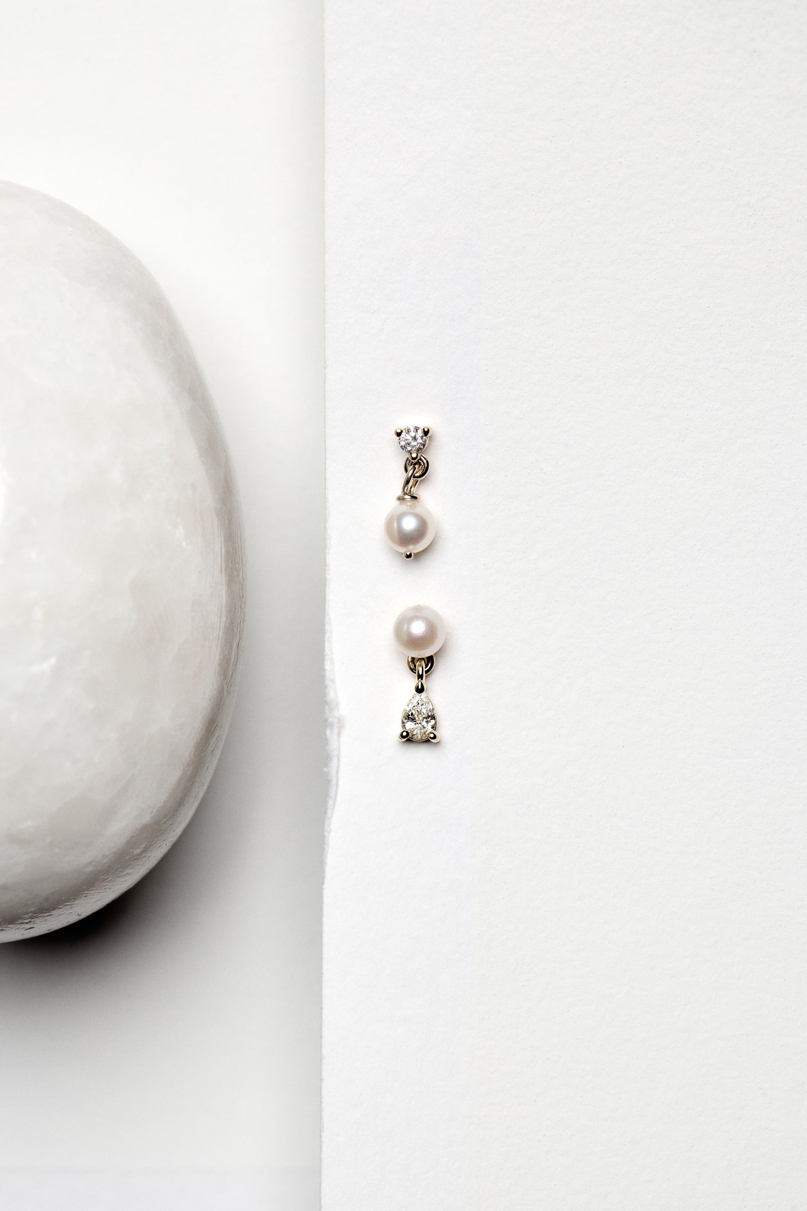 Ilona Pearl And Pear Diamond Earrings | 18K White Gold| Natasha Schweitzer