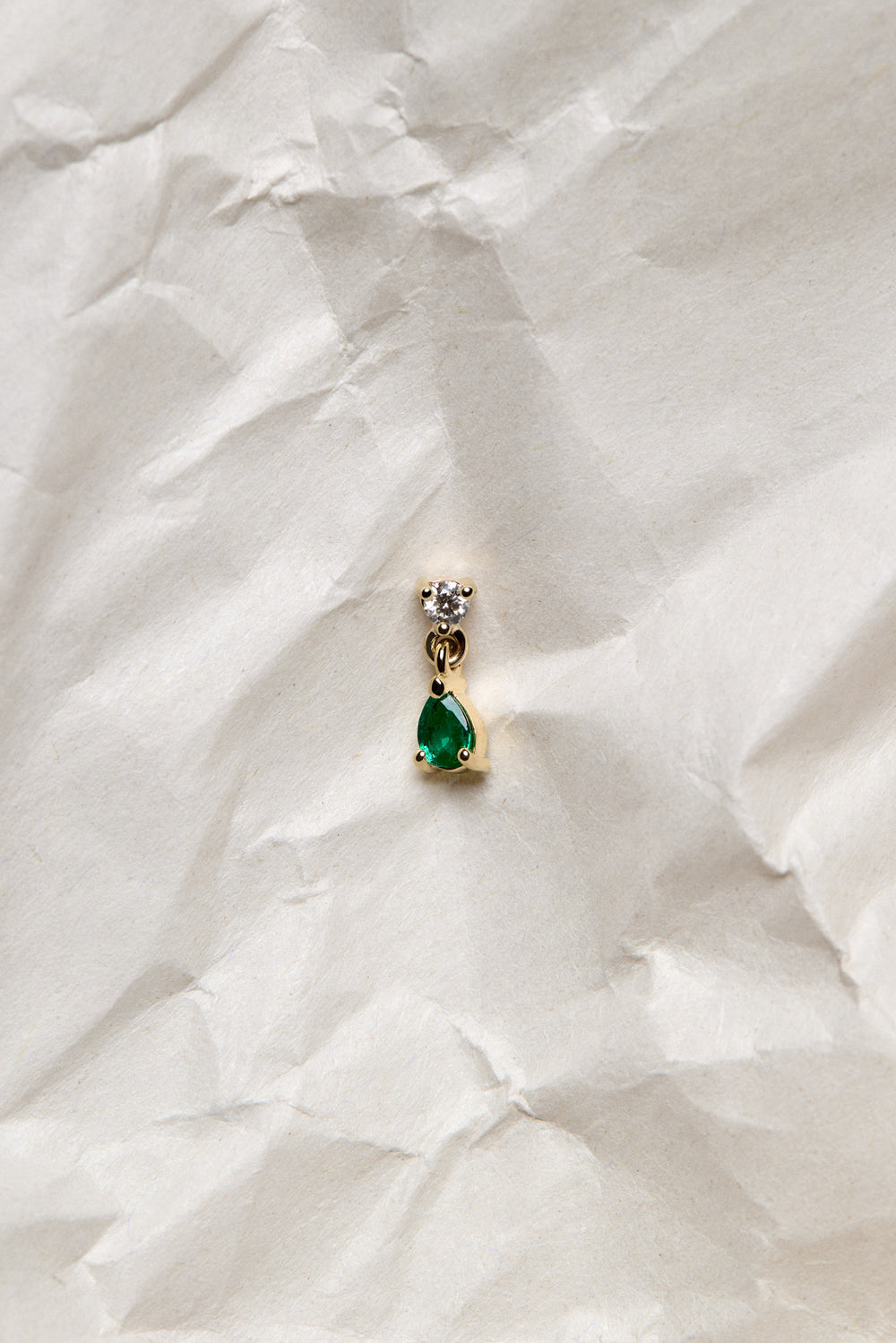 Ilona Round Diamond And Pear Emerald Studs | 18K White Gold| Natasha Schweitzer