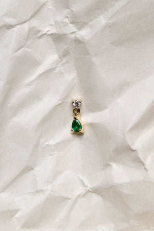 Ilona Round Diamond And Pear Emerald Earrings | 18K Yellow Gold | Natasha Schweitzer
