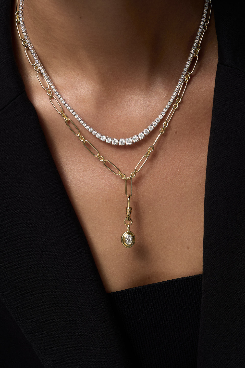 Oval Diamond Bezel Attachment | 18K White Gold| Natasha Schweitzer