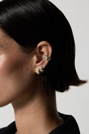 Oval Diamond Bezel Ear Cuff | 18K Yellow Gold | Natasha Schweitzer