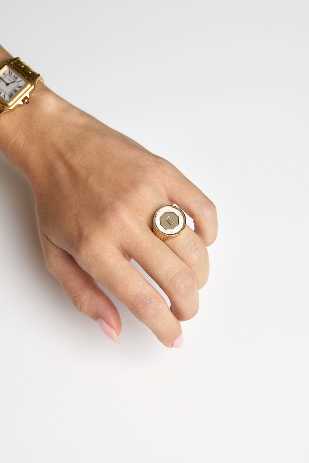 Large Letter Ring | 9K White Gold| Natasha Schweitzer