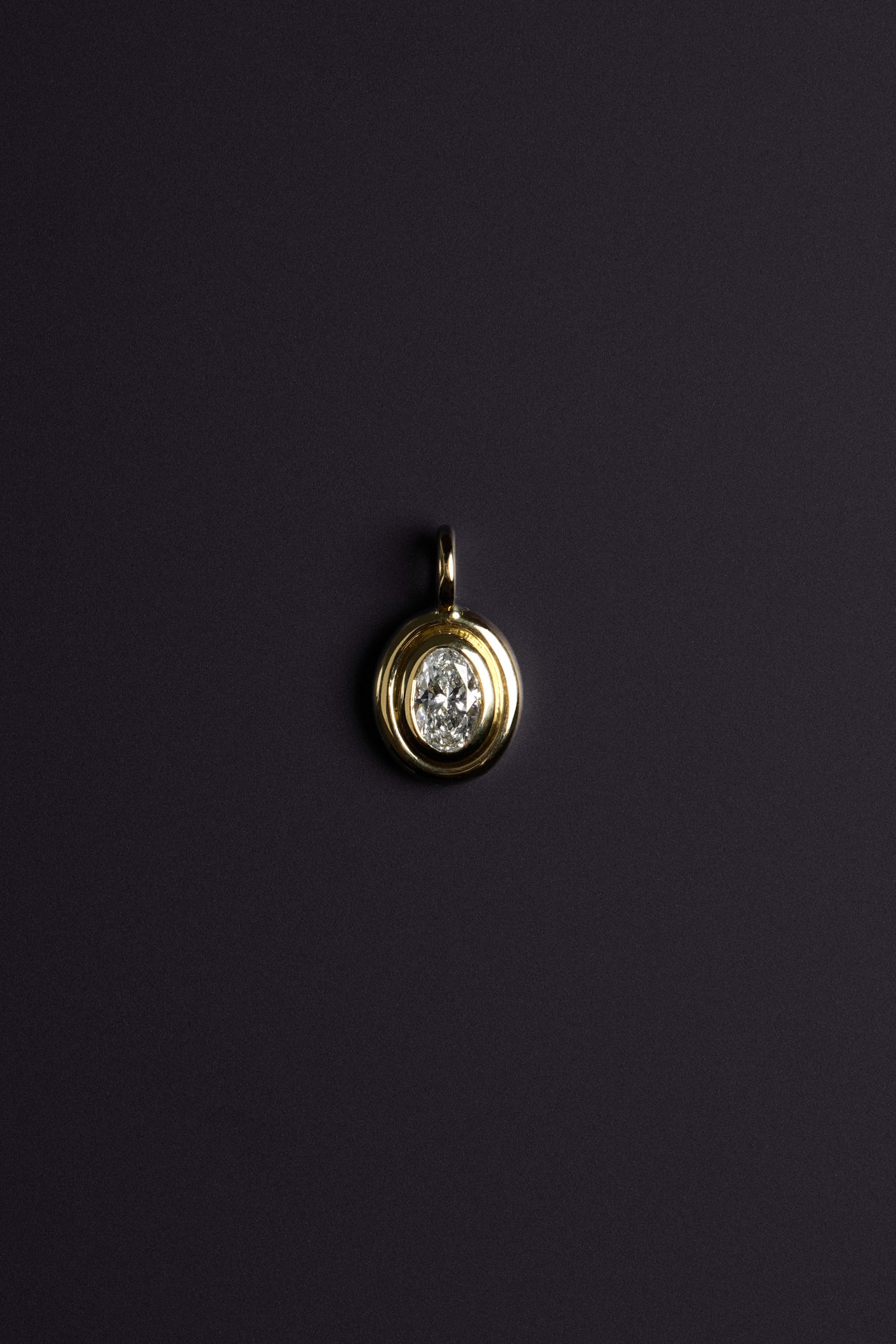 Oval Diamond Bezel Pendant | 18K Yellow Gold