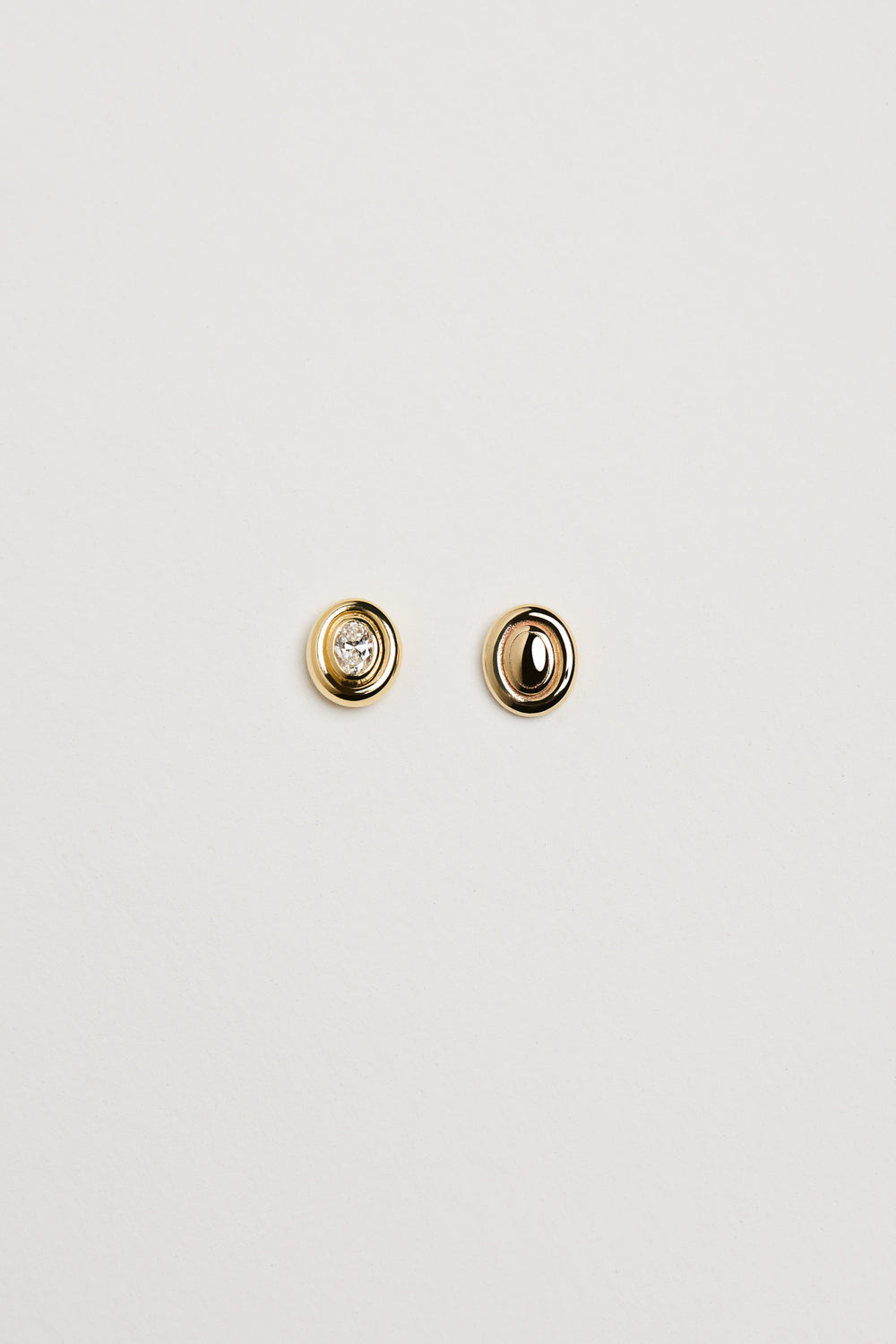 Oval Bezel Studs | 9K Yellow Gold| Natasha Schweitzer