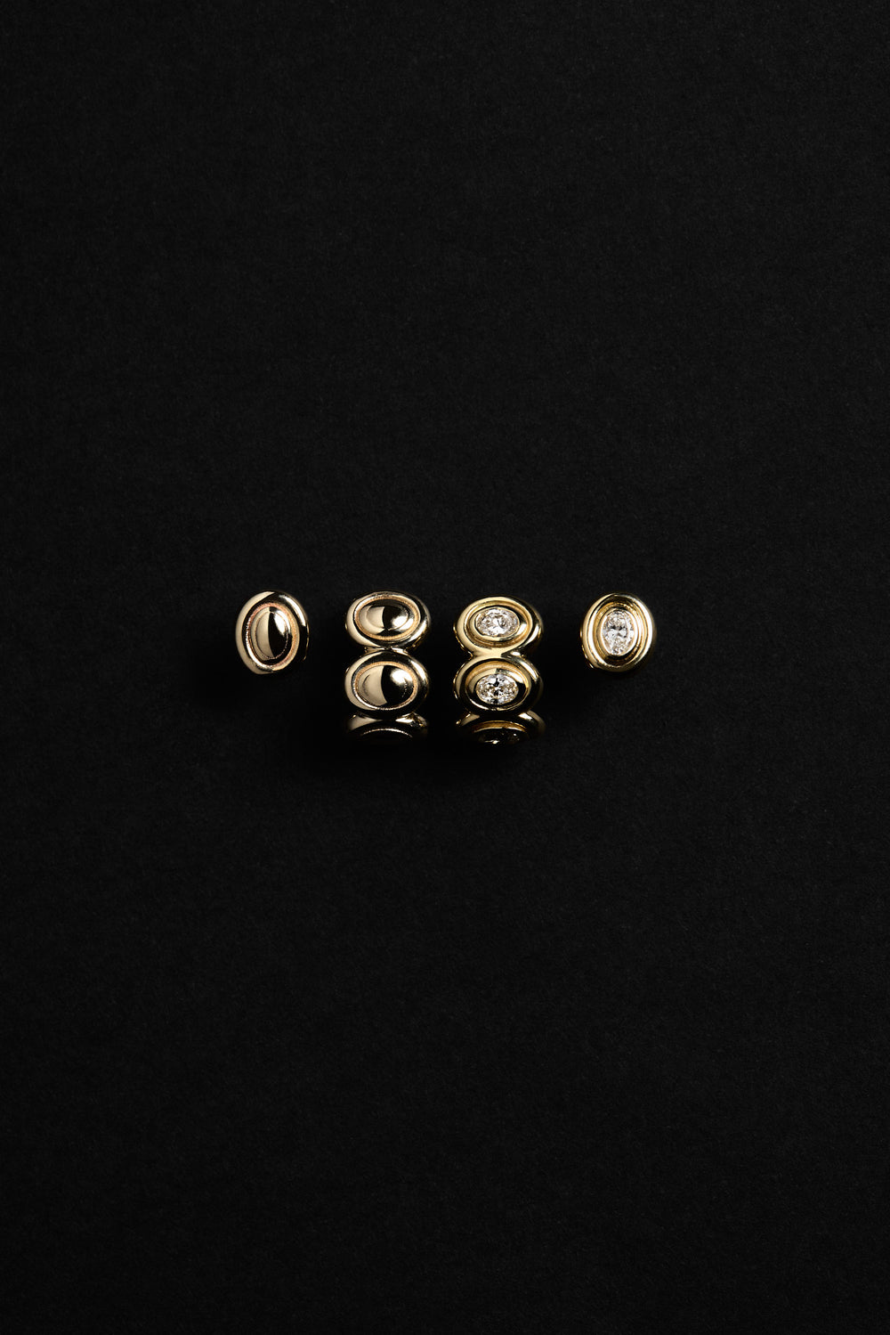 Oval Diamond Bezel Studs | 18K Yellow Gold| Natasha Schweitzer