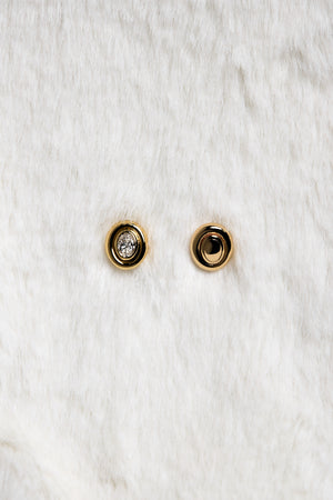 Oval Diamond Bezel Studs | 18K White Gold | Natasha Schweitzer