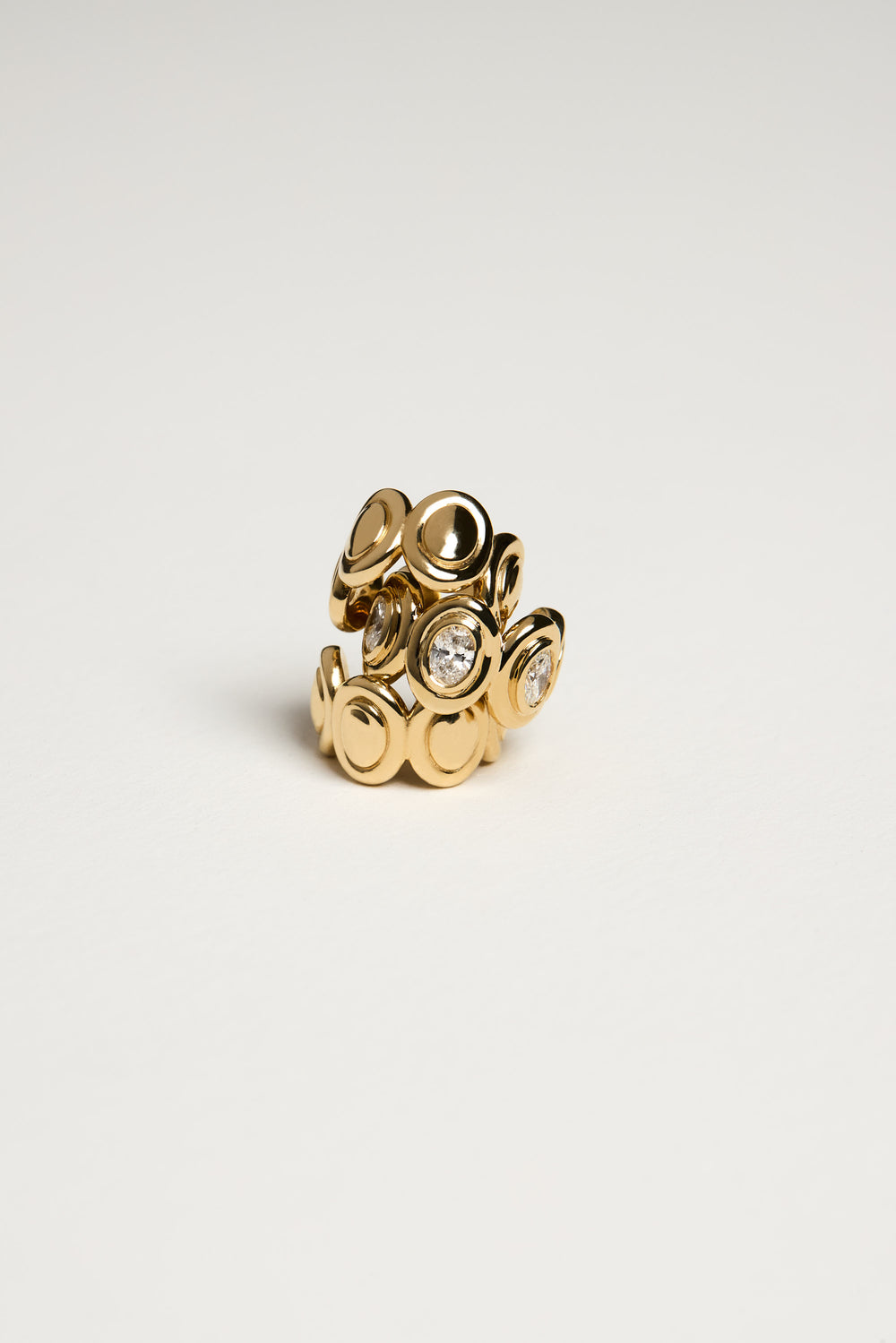 Oval Diamond Bezel Ear Cuff | 18K White Gold| Natasha Schweitzer