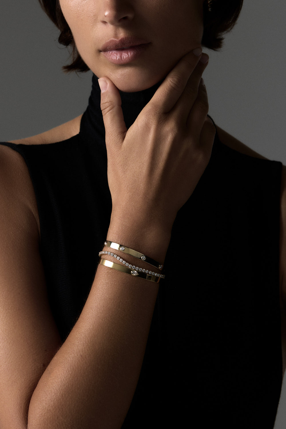 Pear Diamond Tallows Bangle | Yellow Gold| Natasha Schweitzer