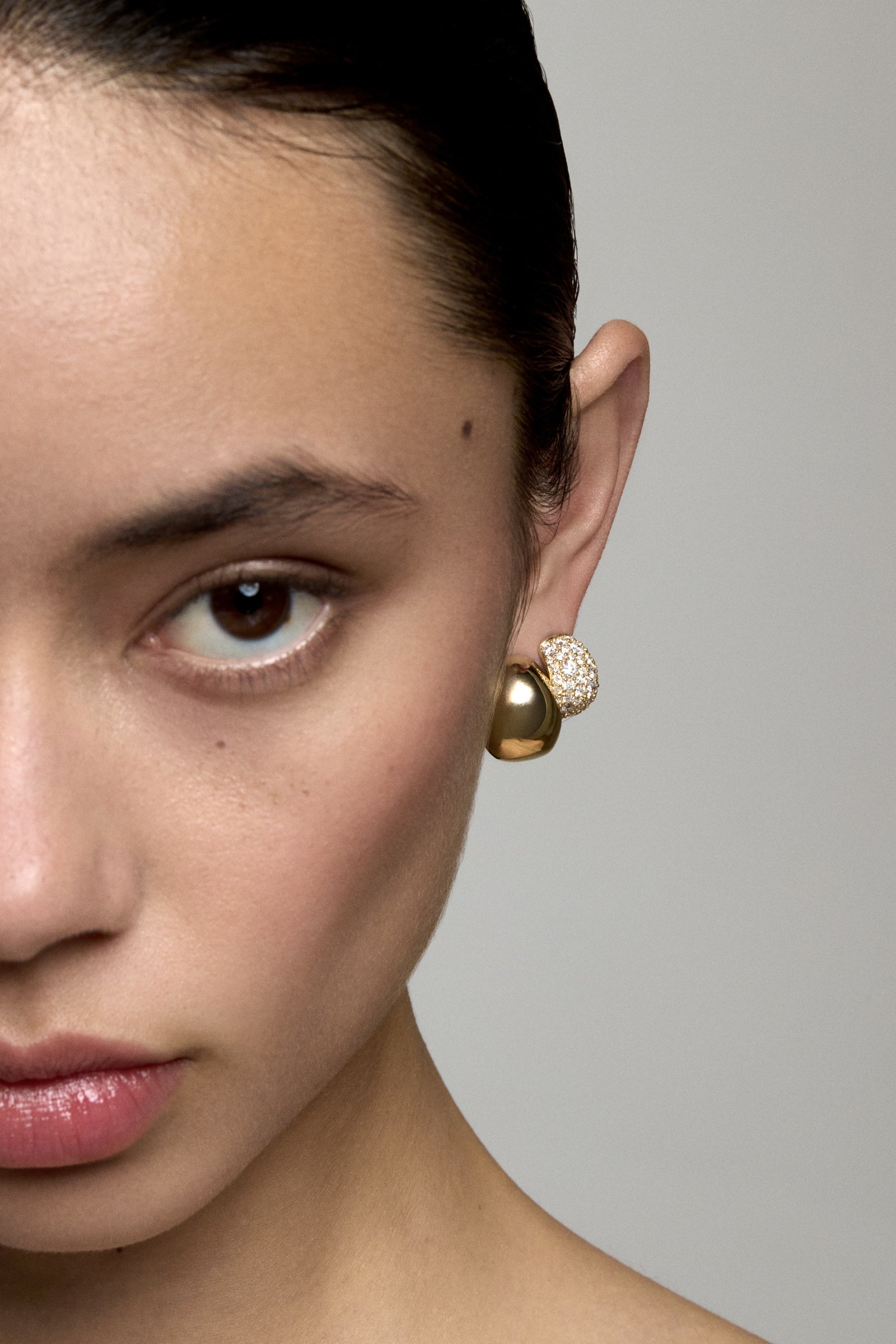 Pavé Diamond Medium Blob Hoops | 18K White Gold| Natasha Schweitzer