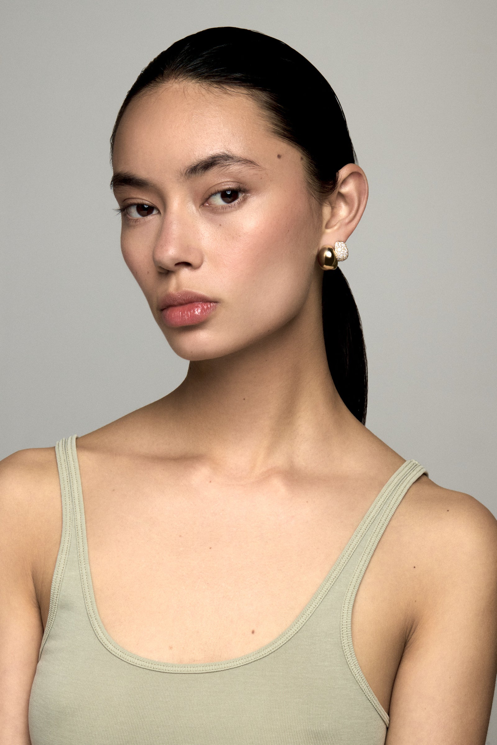 Pavé Diamond Medium Blob Hoops | 18K White Gold| Natasha Schweitzer
