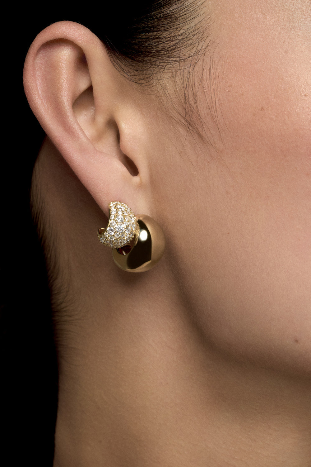 Large Blob Hoops | Silver or 9K White Gold