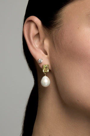 Rectangle Lemon Quartz Earrings | Silver | Natasha Schweitzer