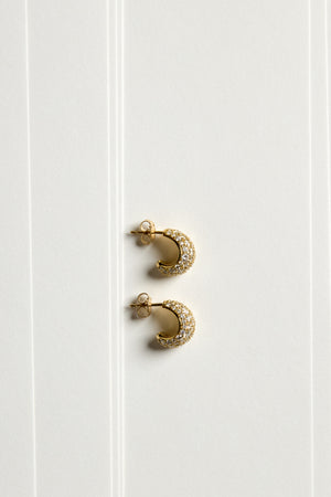 Pavé Diamond Medium Blob Hoops | 18K White Gold | Natasha Schweitzer