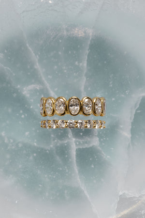 Oval Bezel Diamond Half Band | Gold | Natasha Schweitzer