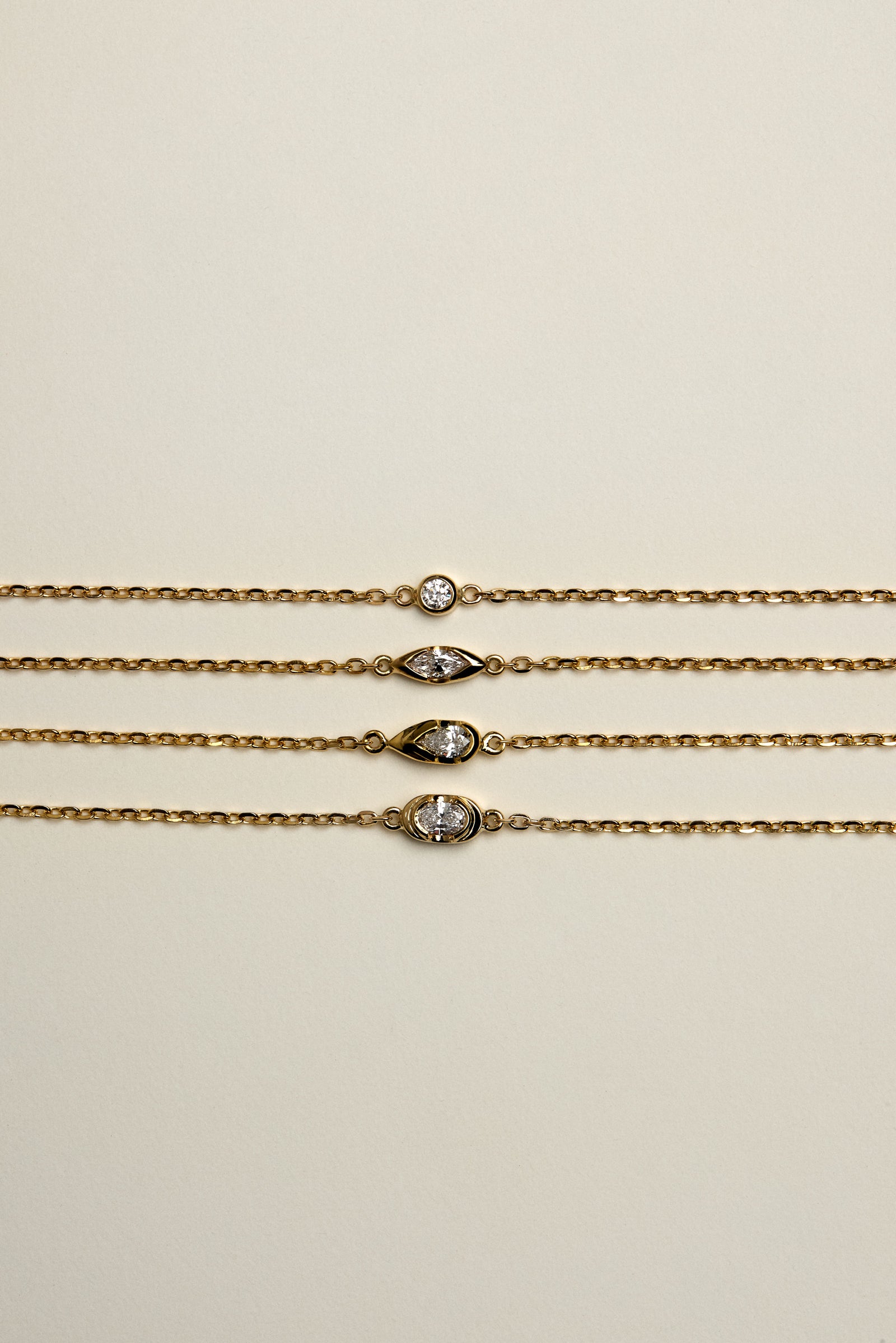 Mini Pear Diamond Bracelet | 9K Yellow or Rose Gold| Natasha Schweitzer
