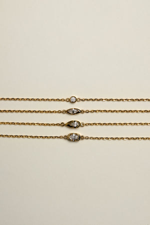 Mini Pear Diamond Bracelet | 9K Yellow or Rose Gold | Natasha Schweitzer