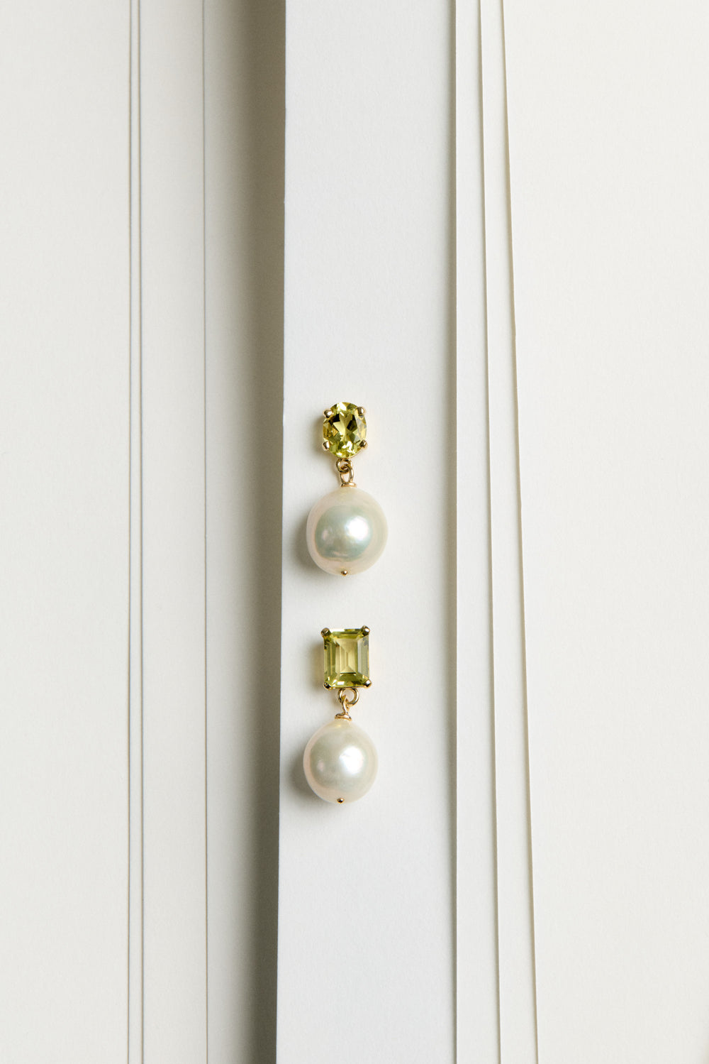 Oval Lemon Quartz Pearl Earrings | 9K Yellow Gold| Natasha Schweitzer