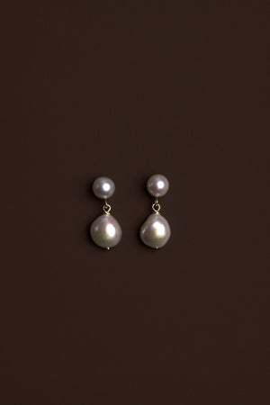 Double Pearl Drop Earrings | 9K Yellow Gold | Natasha Schweitzer