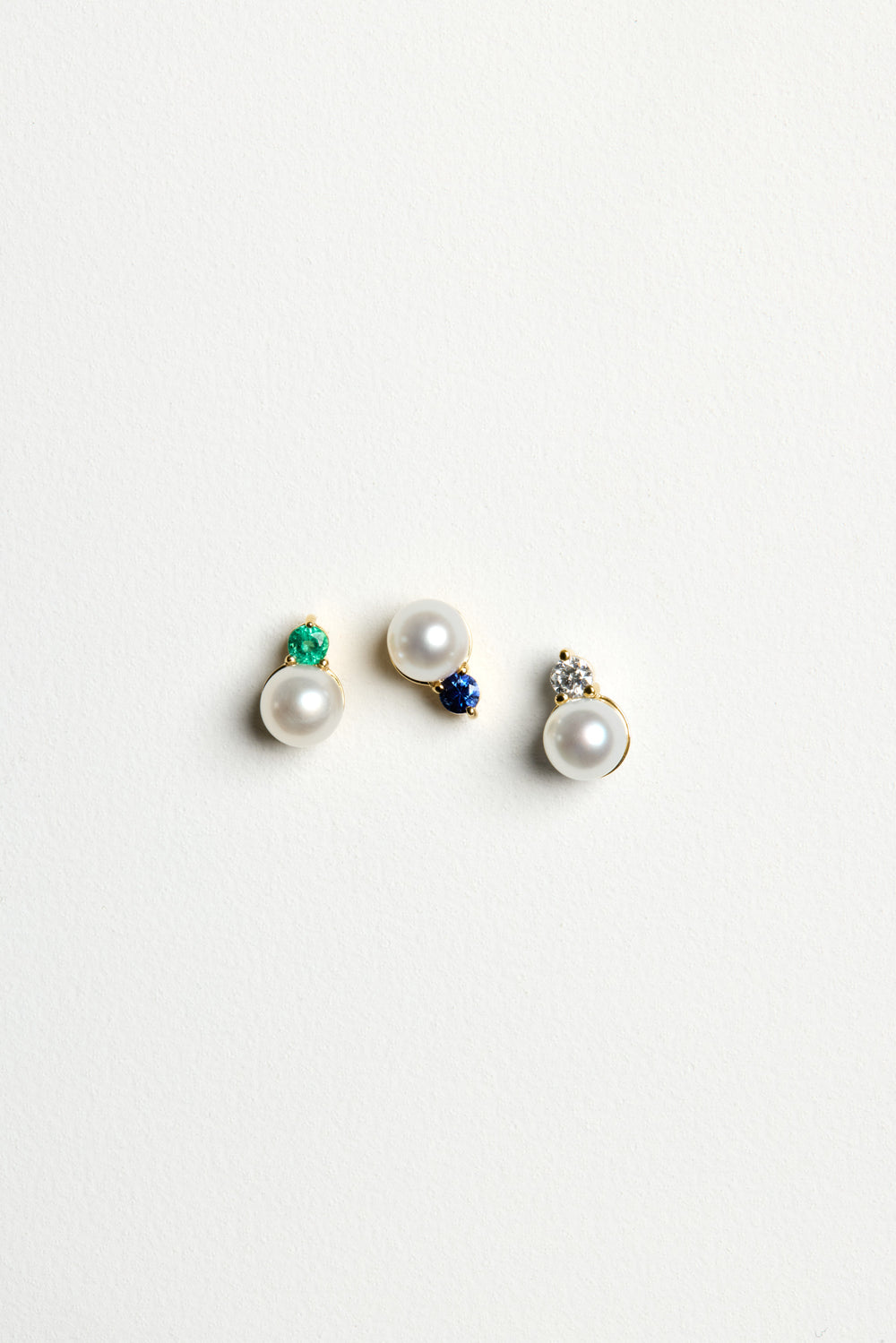 Diamond Pearl Duo Studs | 9K Yellow Gold| Natasha Schweitzer