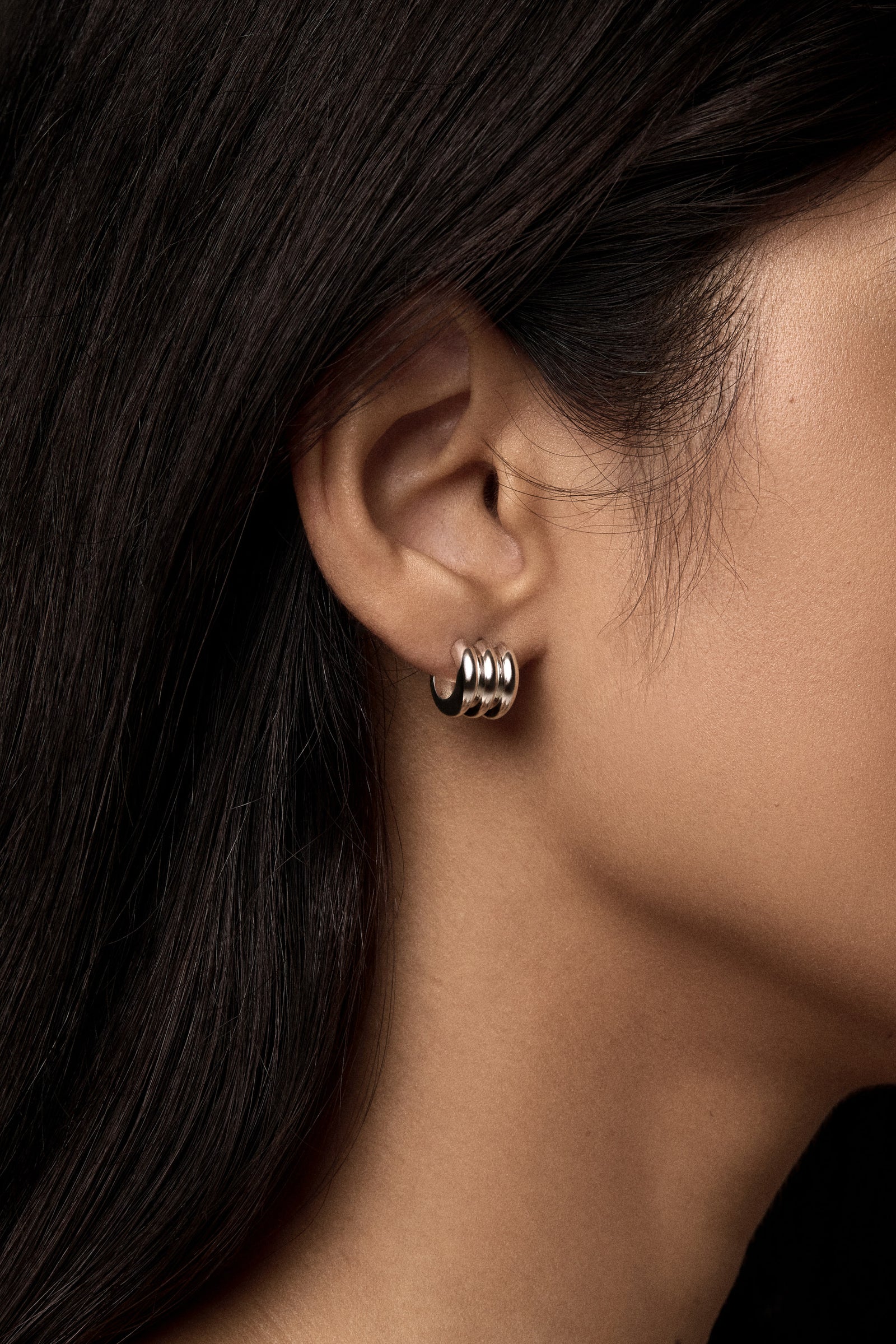 Mini Triple Orielle Hoops | Silver| Natasha Schweitzer