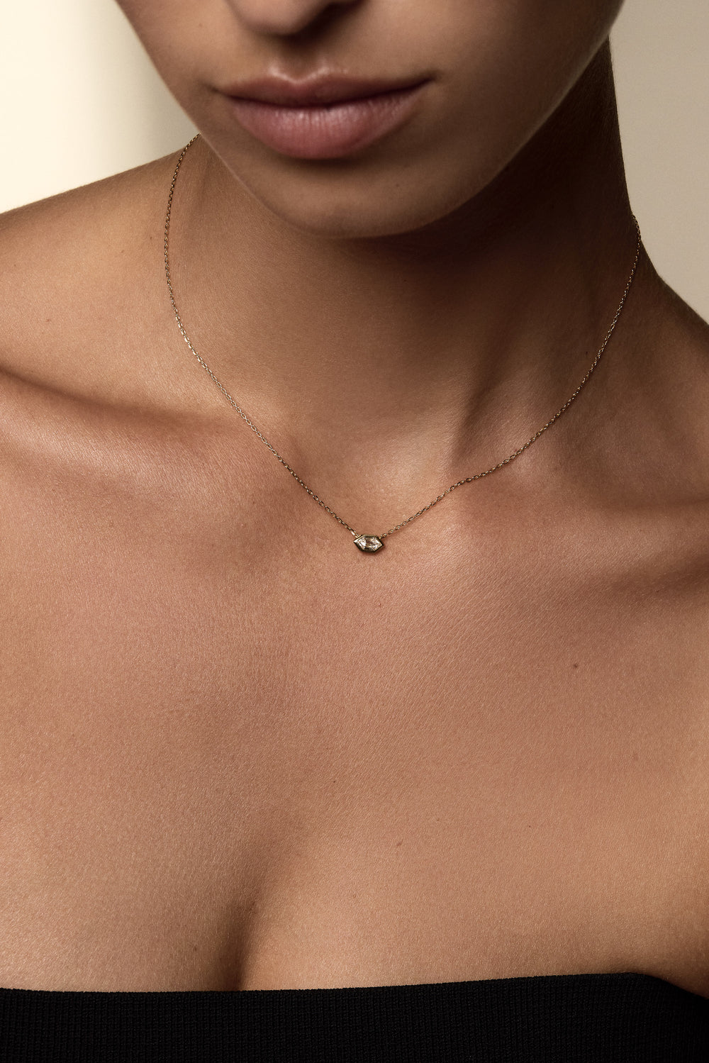 Hexagonal Diamond Necklace | 18K White Gold| Natasha Schweitzer