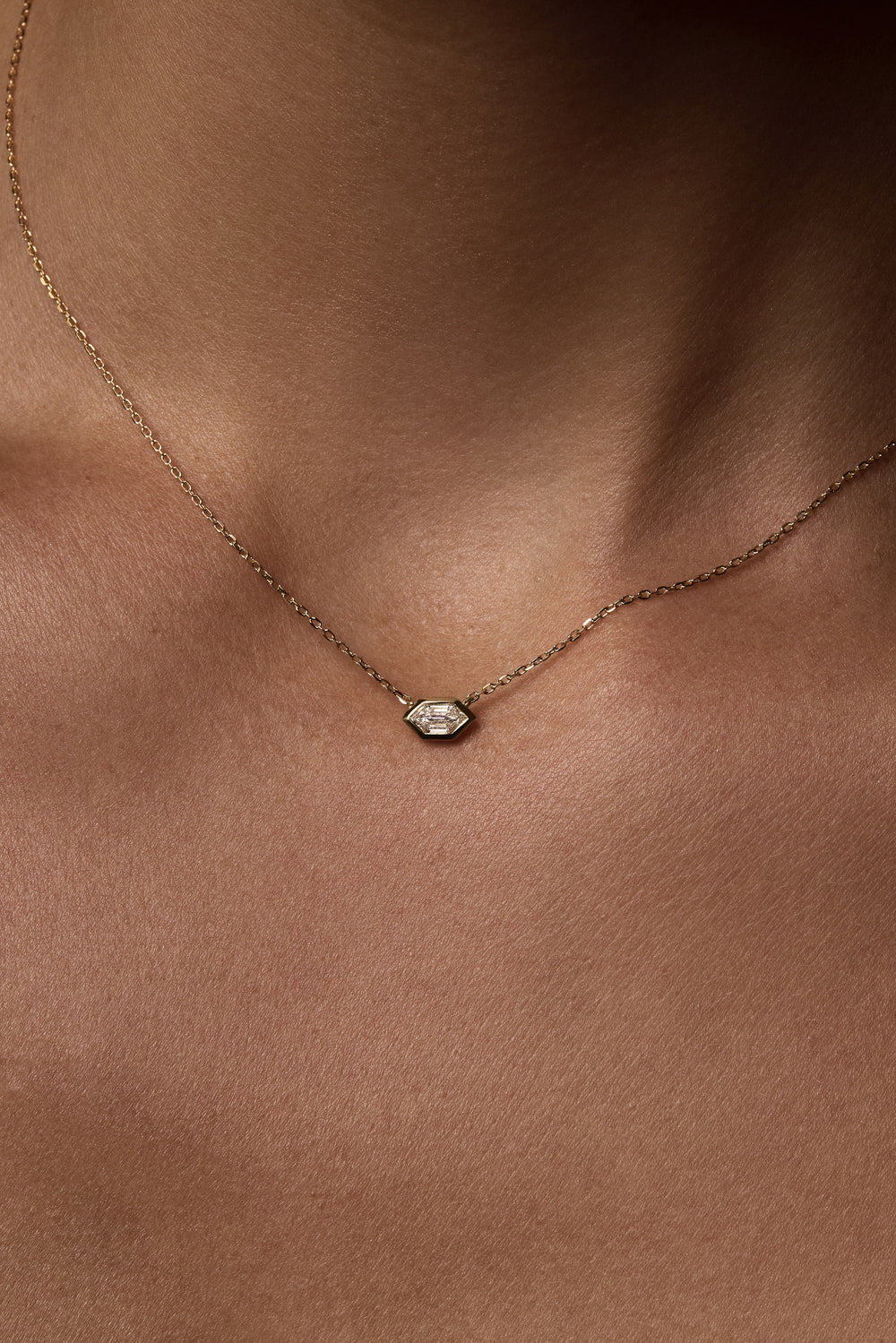 Hexagonal Diamond Necklace | 18K White Gold