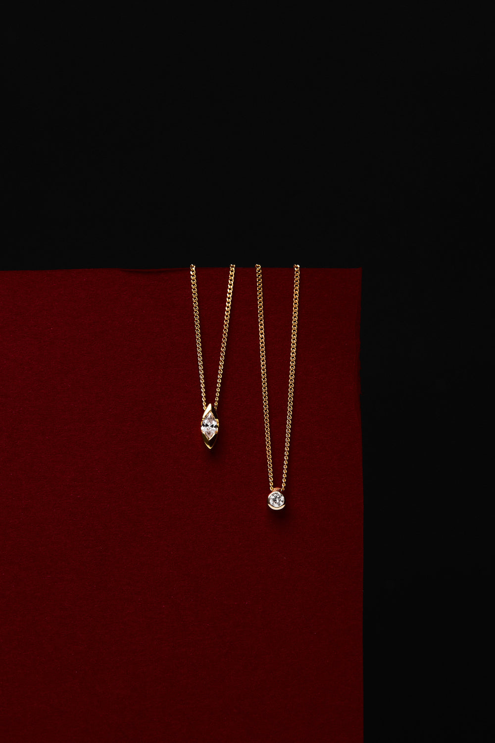 Mini Marquise Diamond Necklace | 9K Yellow or Rose Gold| Natasha Schweitzer