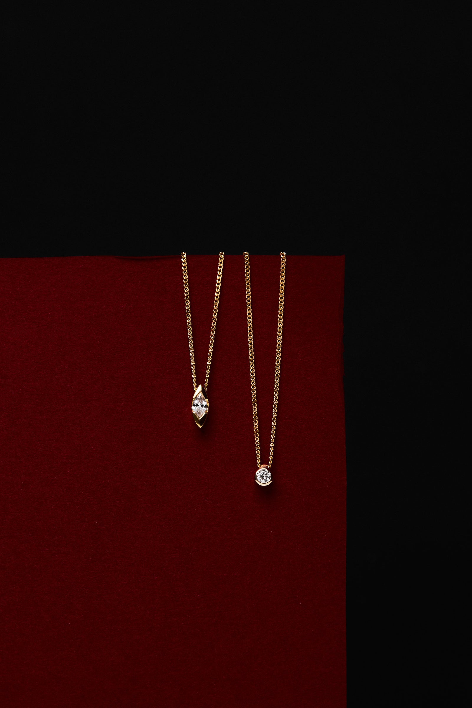 Mini Marquise Diamond Necklace | 9K Yellow or Rose Gold| Natasha Schweitzer