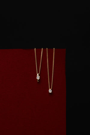 Mini Marquise Diamond Necklace | 9K Yellow or Rose Gold | Natasha Schweitzer