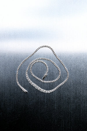 Small Graduating Tennis Necklace | TCW 5.50ct, 18K White Gold | Natasha Schweitzer